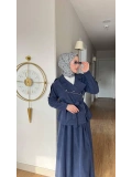 Lacivert Uzun Etek İkili Kombin