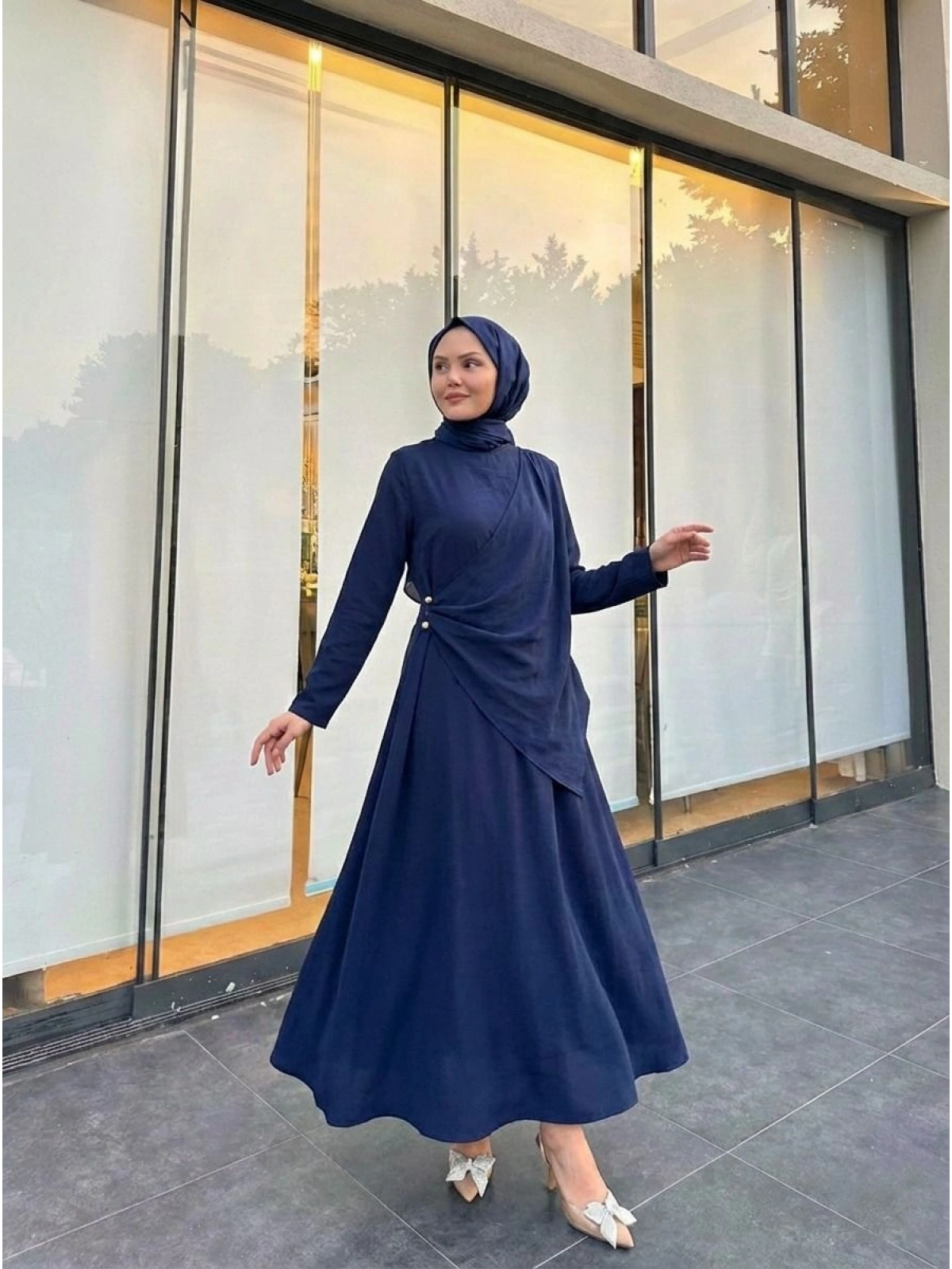 Lacivert Yeni Modal Kumaş Elbise Modelimiz