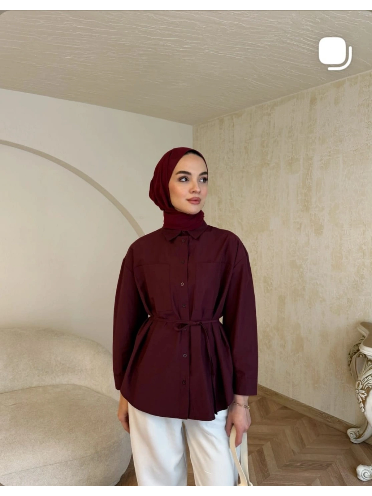 Mürdüm Belden Bağlamalı Basic Gömlek Modelimiz