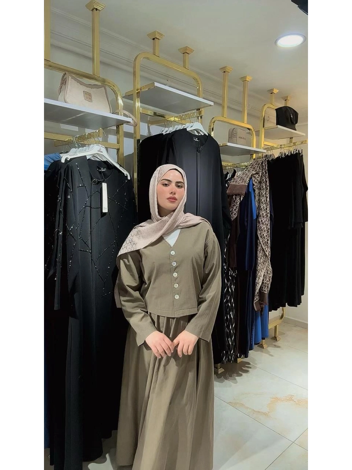 Haki Yazlık Keten Takım Modelimiz