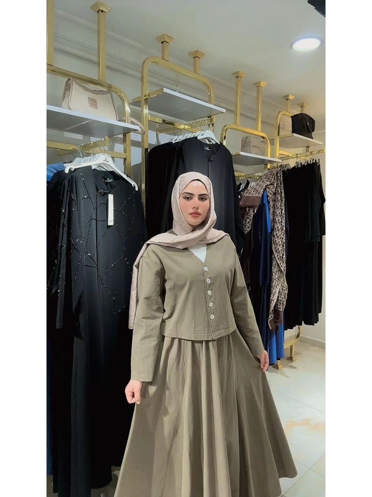 Haki Yazlık Keten Takım Modelimiz