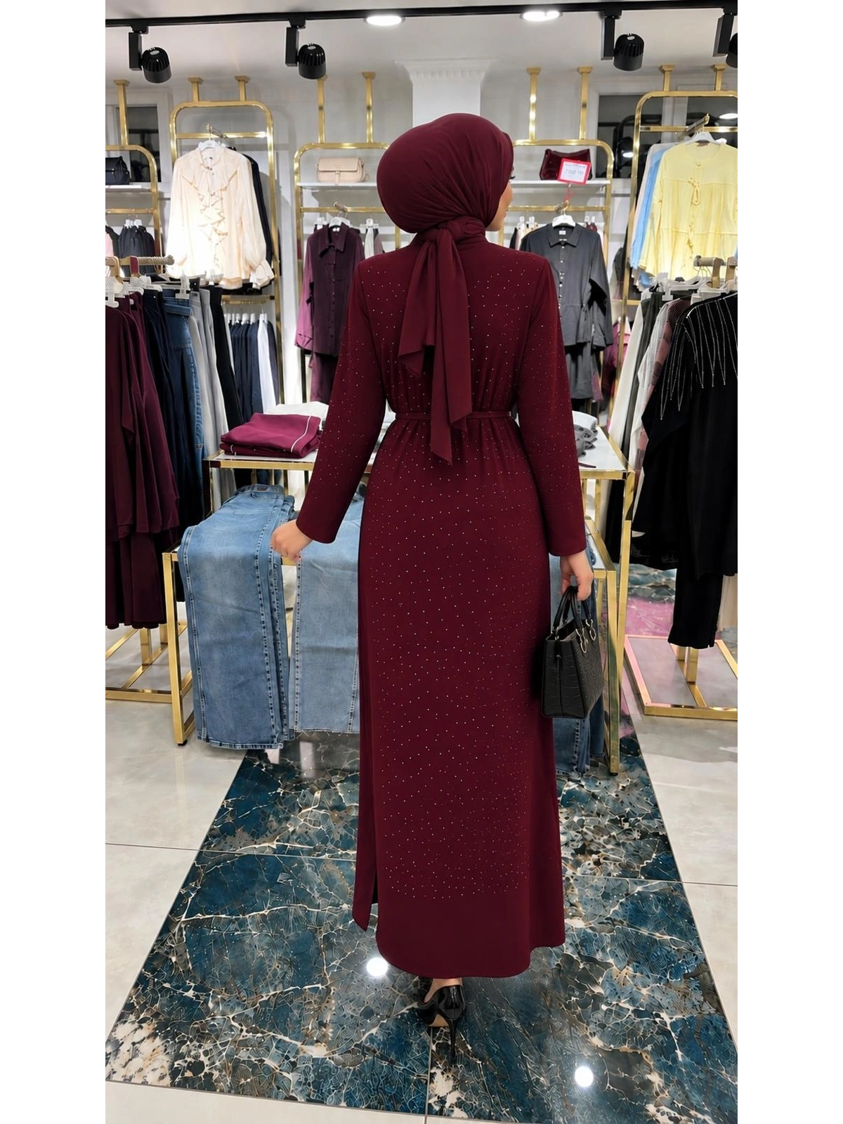 Bordo Yeni Sezon Mevsimlik Elbise Modelimiz