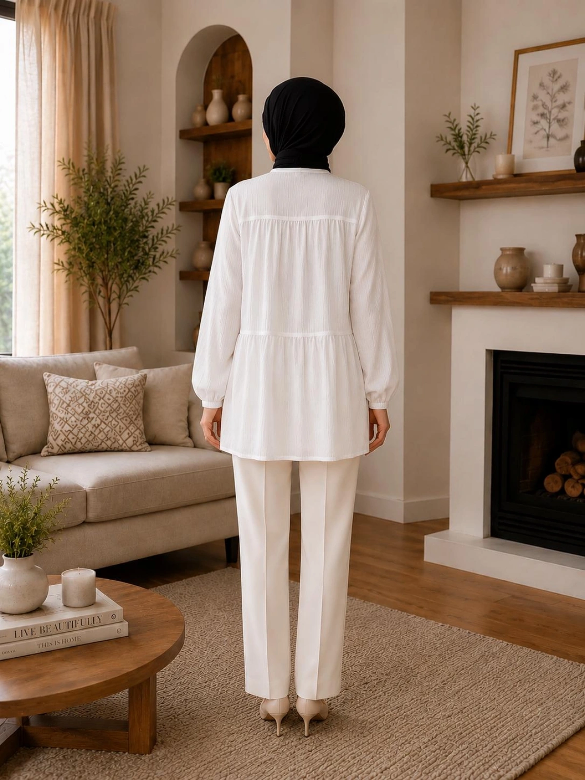 Beyaz Kimono Yazlık Yeni Trend Gömlek Modelimiz