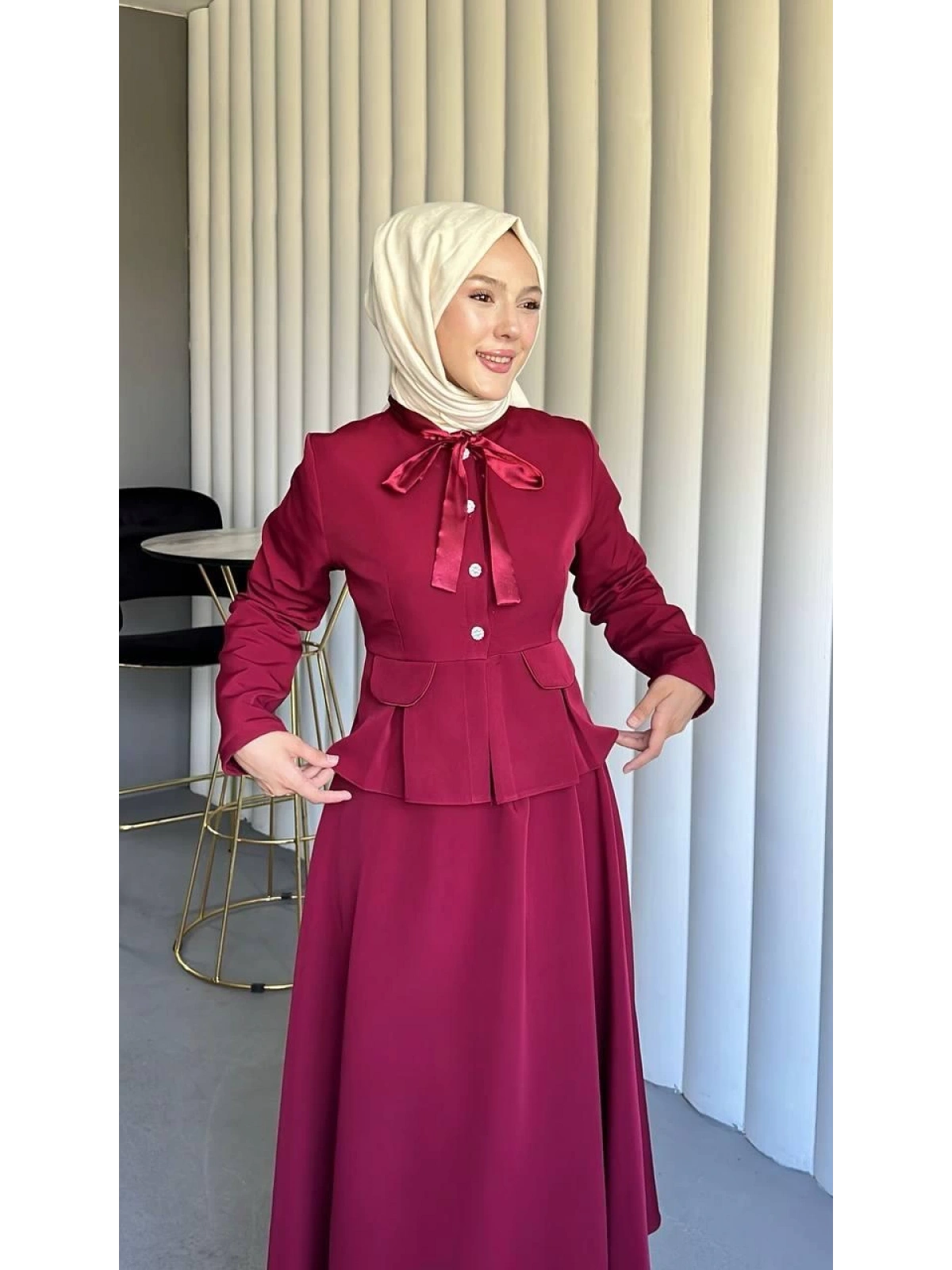 bordo double kumaş takımımız