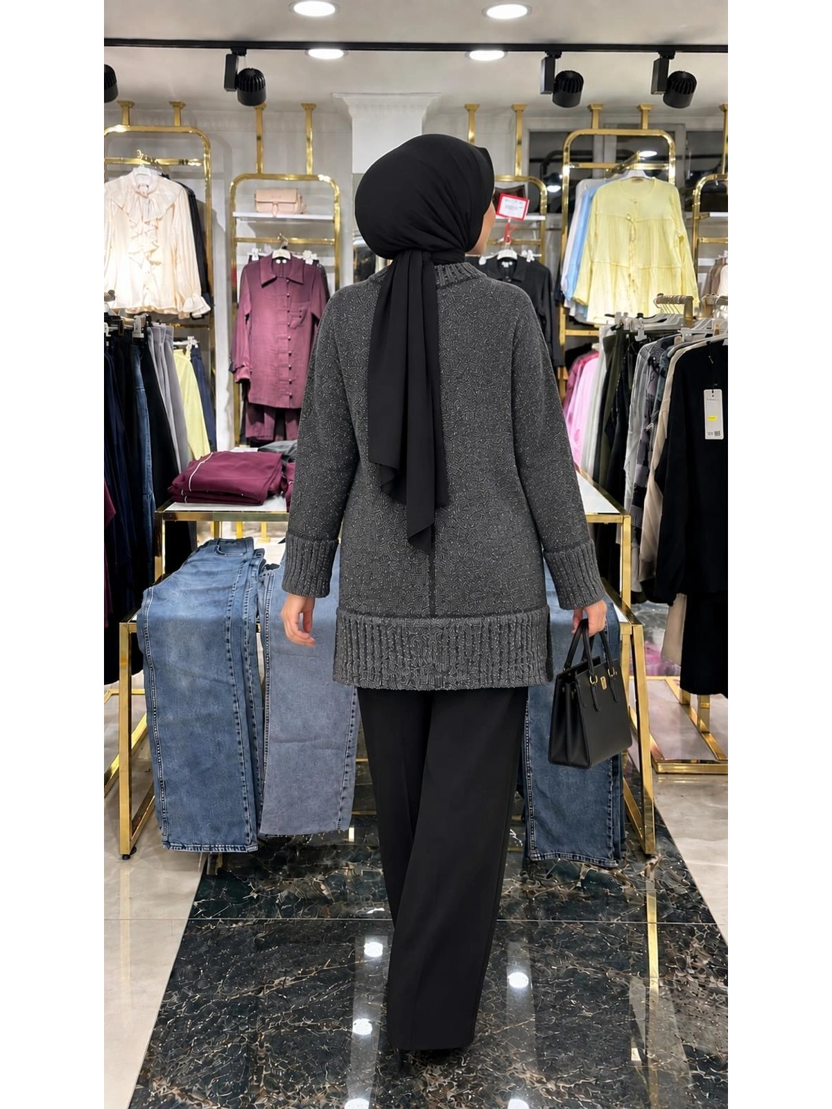 Gri Yeni Parıltılı Kazak Modelimiz