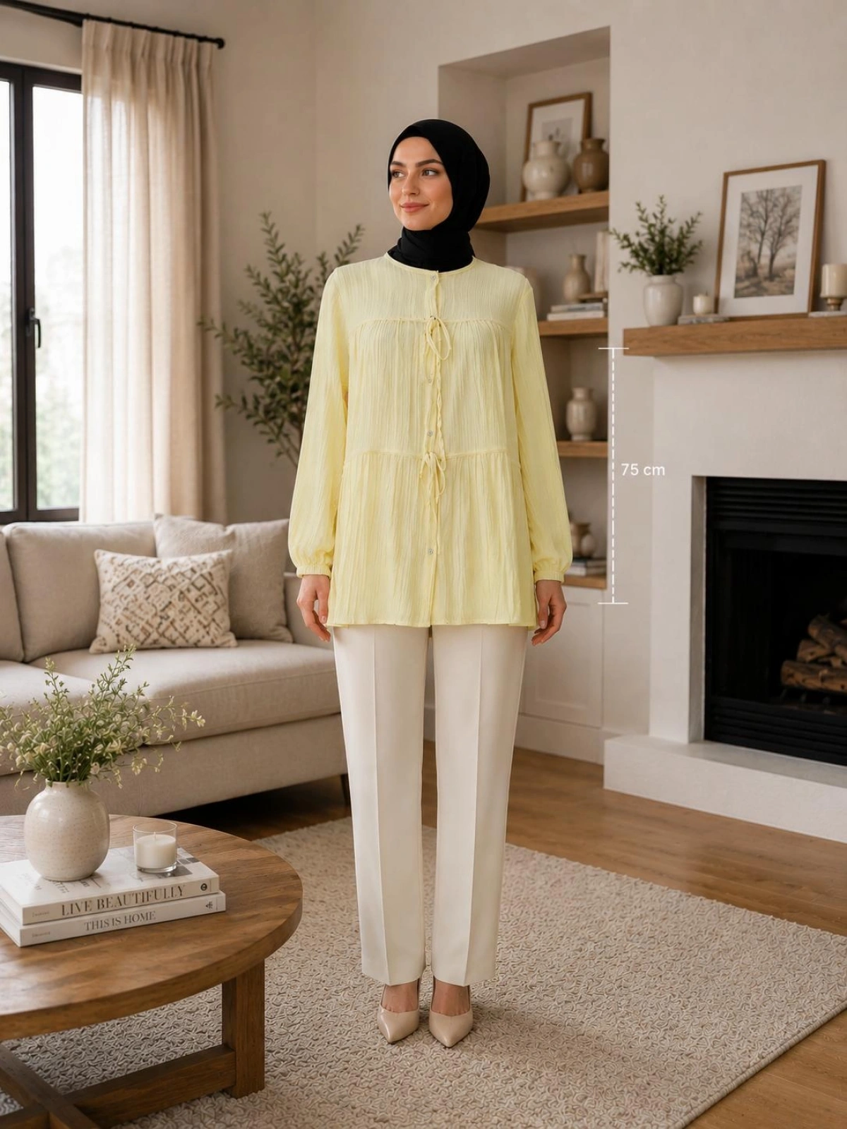 Sarı Kimono Yazlık Yeni Trend Gömlek Modelimiz