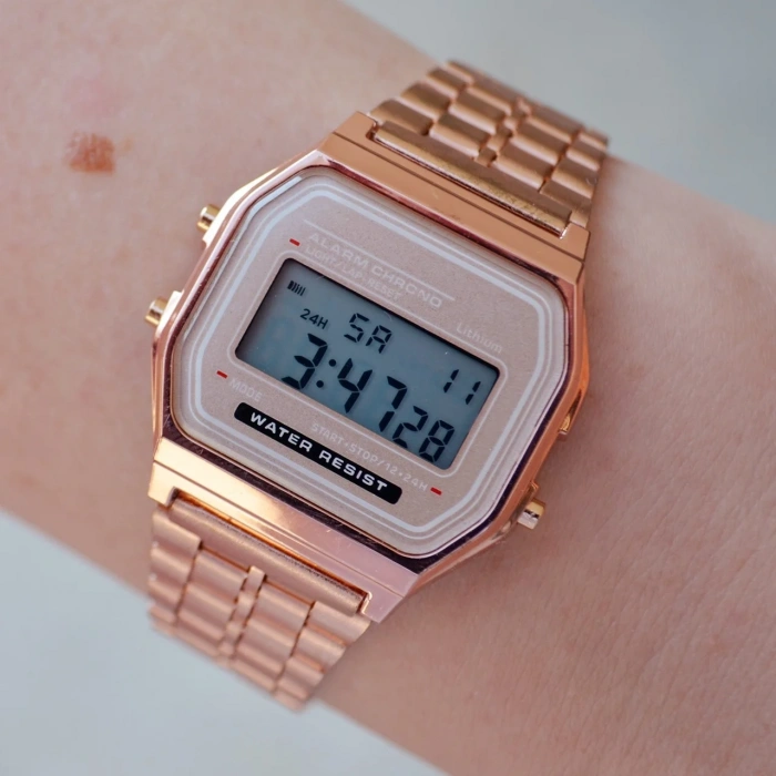Rosegold Metal Kordon Dijital Kadın Saati 6089