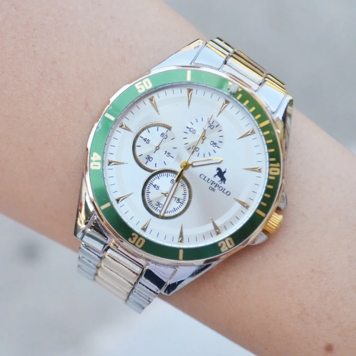 Silver Gold Metal Kordon Erkek Saati 3502