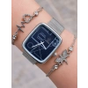 Silver Hasır Kordon Kadın Saat Kombini 8797