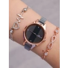 Silver Rose Mıknatıslı Hasır Kordon Kadın Saat Kombini 9315