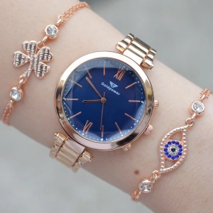 Rosegold Metal Kordon Kadın Saat Kombini 2027