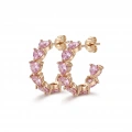 İthal Gold Pembe Kalp Taşlı Halka Küpe