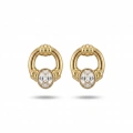 Çelik Gold Kristal Taşlı Vintage Küpe