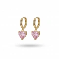 Pembe Swarovski Taşlı Gold Küpe