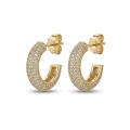 Gold Taşlı Minimal Halka Küpe
