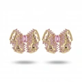 Çelik Pembe Taşlı Gold Fiyonk Küpe