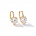 İthal Gold Swarovski Kalp küpe