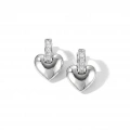 İthal Silver Baget Taşlı Kalp Küpe
