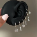 Çelik Silver Kuğu Detay 6 Lı Küpe Seti
