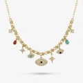 9 Charm Gold Göz Detay Kolye