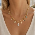 9 Charm Gold Damla Taş Detay Kolye