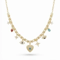 9 Charm Gold Kalp Detay Kolye