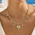9 Charm Gold Kalp Detay Kolye