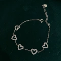 925 Ayar Gümüş 5 Kalpli Bileklik
