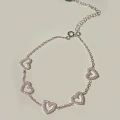 925 Ayar Gümüş 5 Kalpli Bileklik