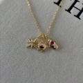 925 Ayar Gümüş Gold 3 Lü Kutup Yıldızlı Kolye