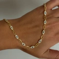 925 Ayar Gümüş Gold Göz Detay Kolye