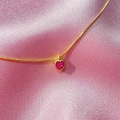 925 Ayar Gümüş Gold Koyu Pembe Kalp Choker