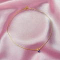 925 Ayar Gümüş Gold Lacivert Kalpli Choker