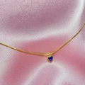 925 Ayar Gümüş Gold Lacivert Kalpli Choker