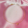 925 Ayar Gümüş Gold Mini Pembe Kalpli Choker