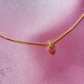 925 Ayar Gümüş Gold Mini Pembe Kalpli Choker