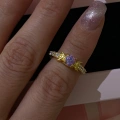 925 Ayar Gümüş Gold Opal Taşlı Moon Yüzük