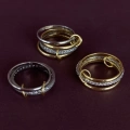 925 Ayar Gümüş Gold Trio Yüzük