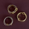 925 Ayar Gümüş Gold Trio Yüzük