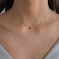 925 Ayar Gümüş Gold Turuncu Mini Kalp Choker
