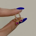 925 Ayar Gümüş Koyu Pembe Kalpli Küpe
