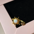 925 Ayar Gümüş Opal Taşlı Gold Güneş Yüzük