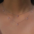 925 Ayar Gümüş Pembe Mini Kalp Choker