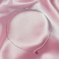 925 Ayar Gümüş Silver Koyu Pembe Kalpli Choker