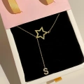 925 Ayar Gümüş Yıldız Detaylı Harf Kolye