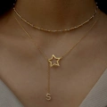 925 Ayar Gümüş Yıldız Detaylı Harf Kolye