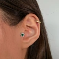 Ceerahi Çelik Silver Yeşil Çiçek Tragus Piercing
