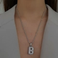 Çelik B Harf Kolye