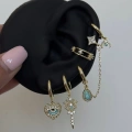 Çelik Gold Göz Detay 6 Lı Küpe Seti