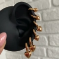 Çelik Gold Kalp Detay 6 Lı Küpe Seti